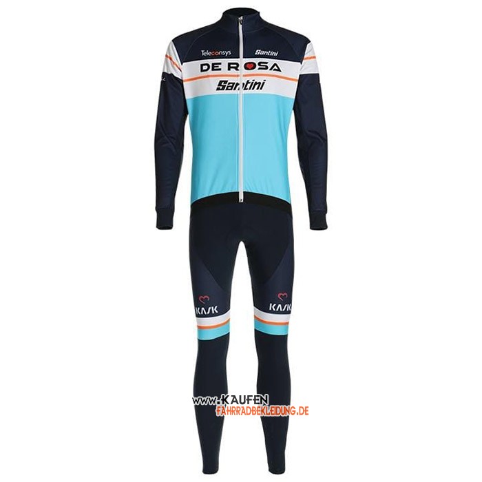 De Rosa Langarmtrikot 2020 und Lange Tragerhose Azurblau